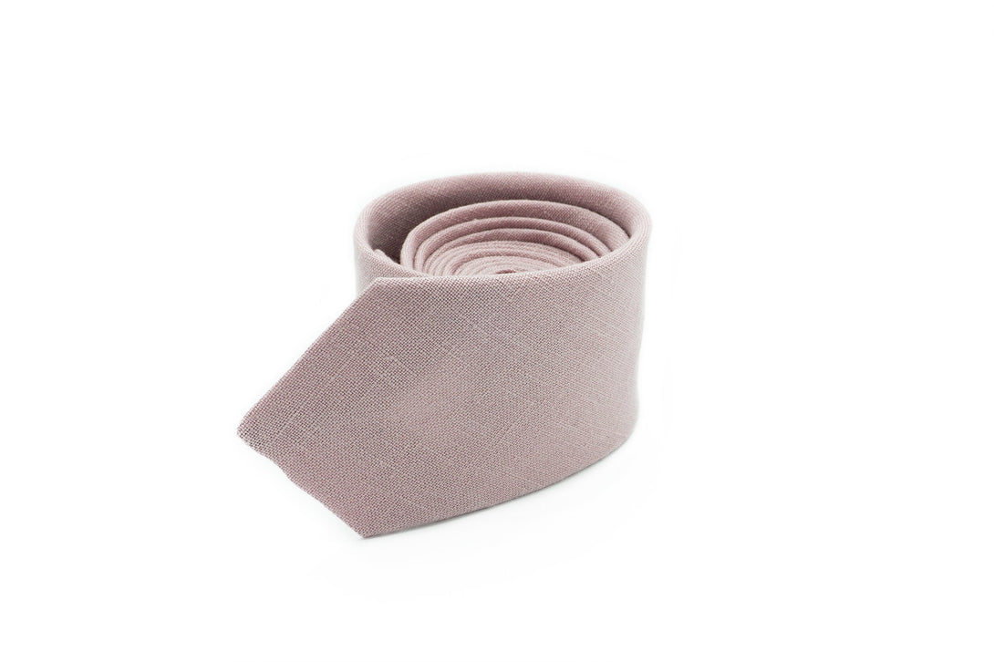 Mauve color pre-tied bow tie for weddings made from eco-friendly linen