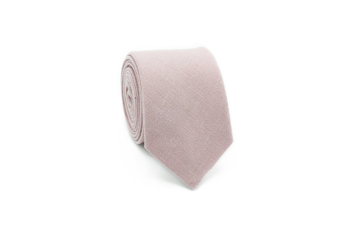 Mauve color pre-tied bow tie for weddings made from eco-friendly linen