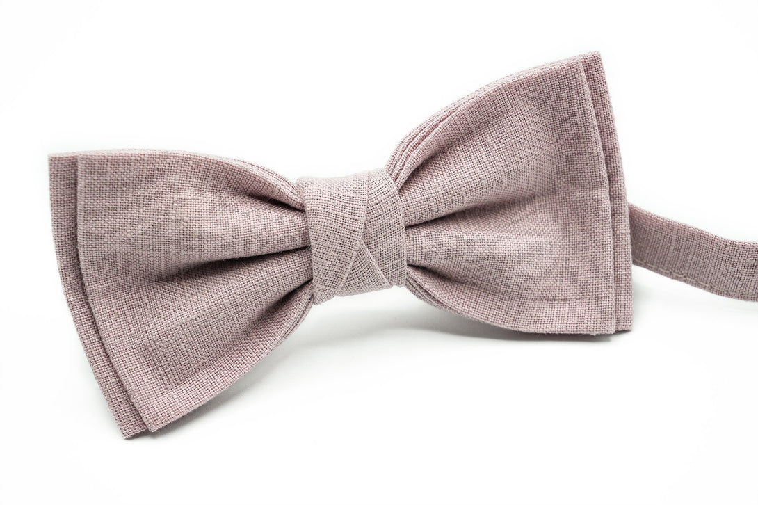 Mauve color linen butterfly wedding bow ties for groomsmen gift available with matching handkerchief / Mauve color neckties for men