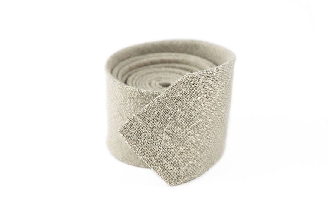 Natural linen color mens wedding necktie for rustic wedding ideas