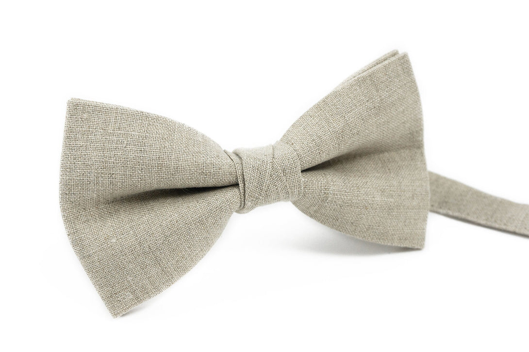 Natural linen color groomsmen bow tie for rustic weddings - bow ties for men