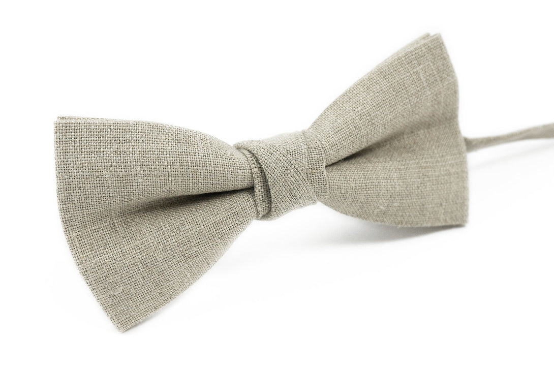 Natural linen color classic wedding bow ties for groomsmen - bow ties for men