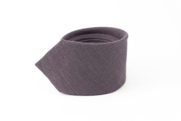 Lilac grey linen mens necktie for weddings