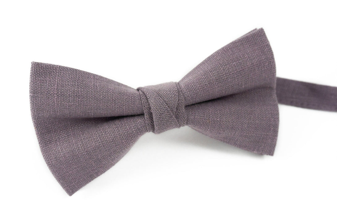 Lilac grey linen bow ties for weddings - wedding bow ties for groomsmen