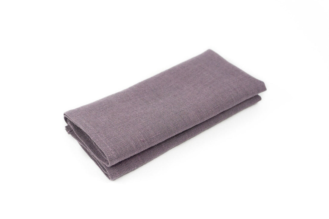 Lilac grey color linen pocket square or handkerchief for men available with matching dusty purple bow tie or skinny necktie