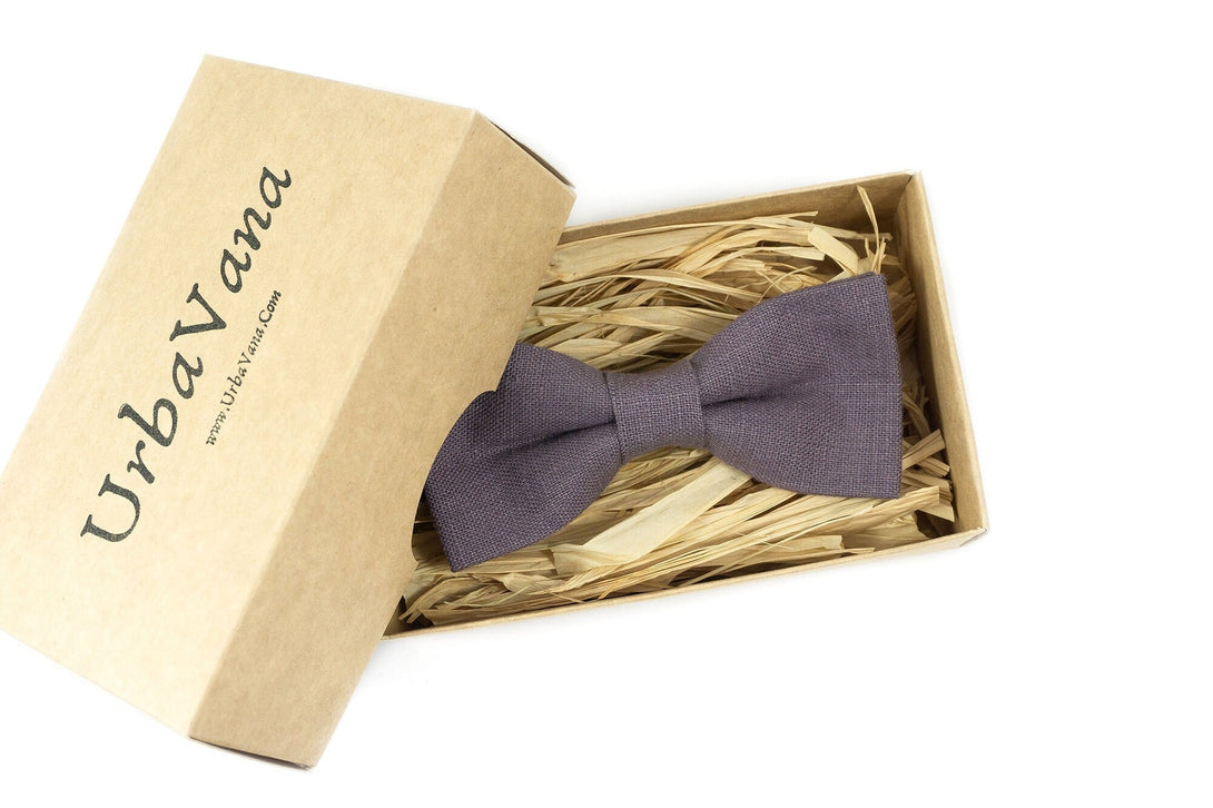 Dusty purple handmade linen groomsmen ties