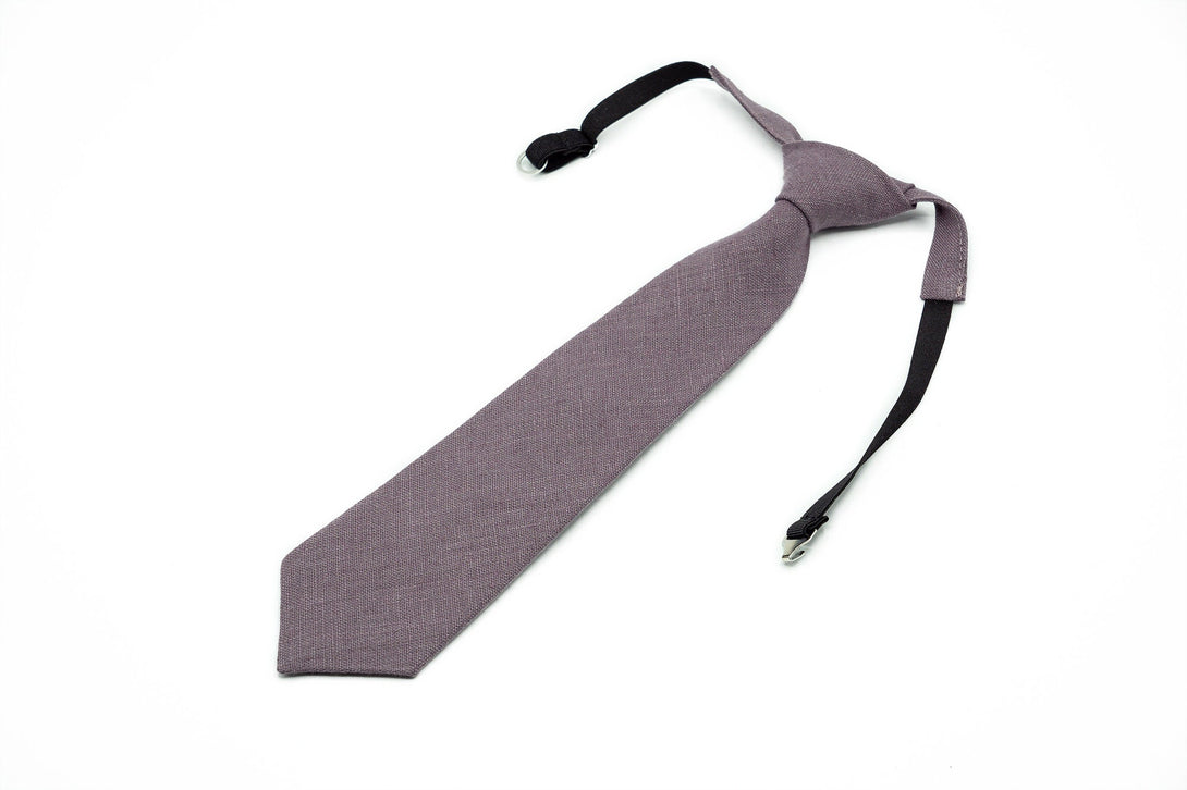 Dusty Purple Pre - Tied groomsmen and groom wedding necktie available with matching pocket square / Pre - Tied Boy's Dusty Purple necktie