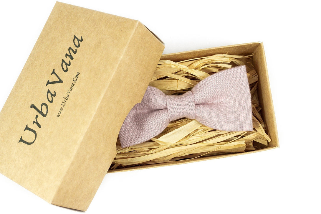 Dusty Rose linen bow ties for men and boys