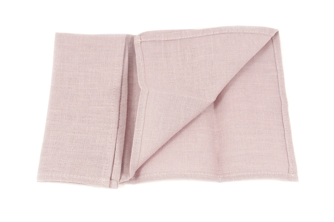 Dusty rose color linen pocket square or handkerchief for men available with matching bow tie or skinny necktie