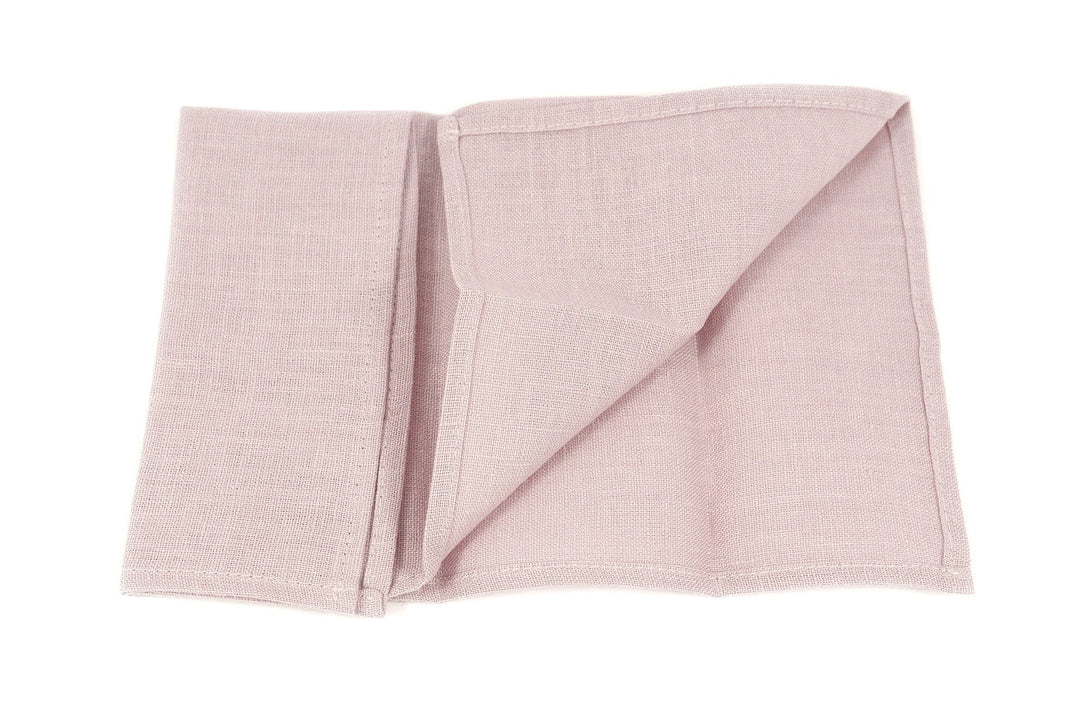 Dusty Rose color Pre - Tied linen wedding necktie for men available with matching pocket square / Pre - Tied Boy's Dusty rose necktie