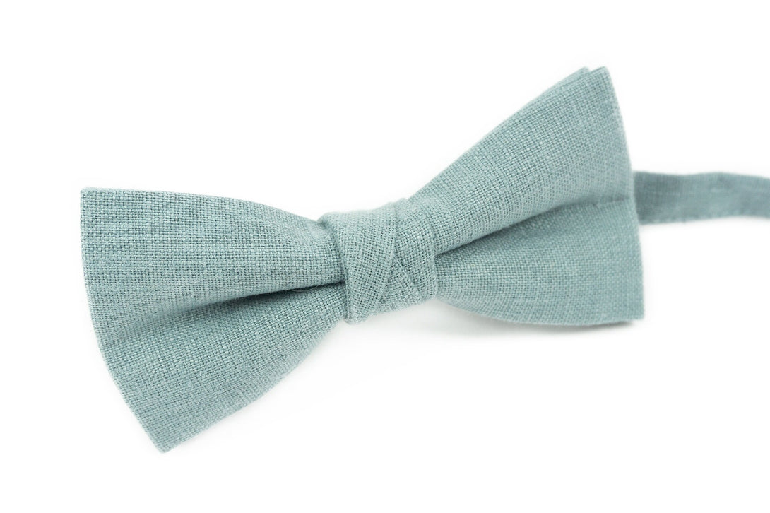 Mint Gray color linen groomsmen bow ties for wedding