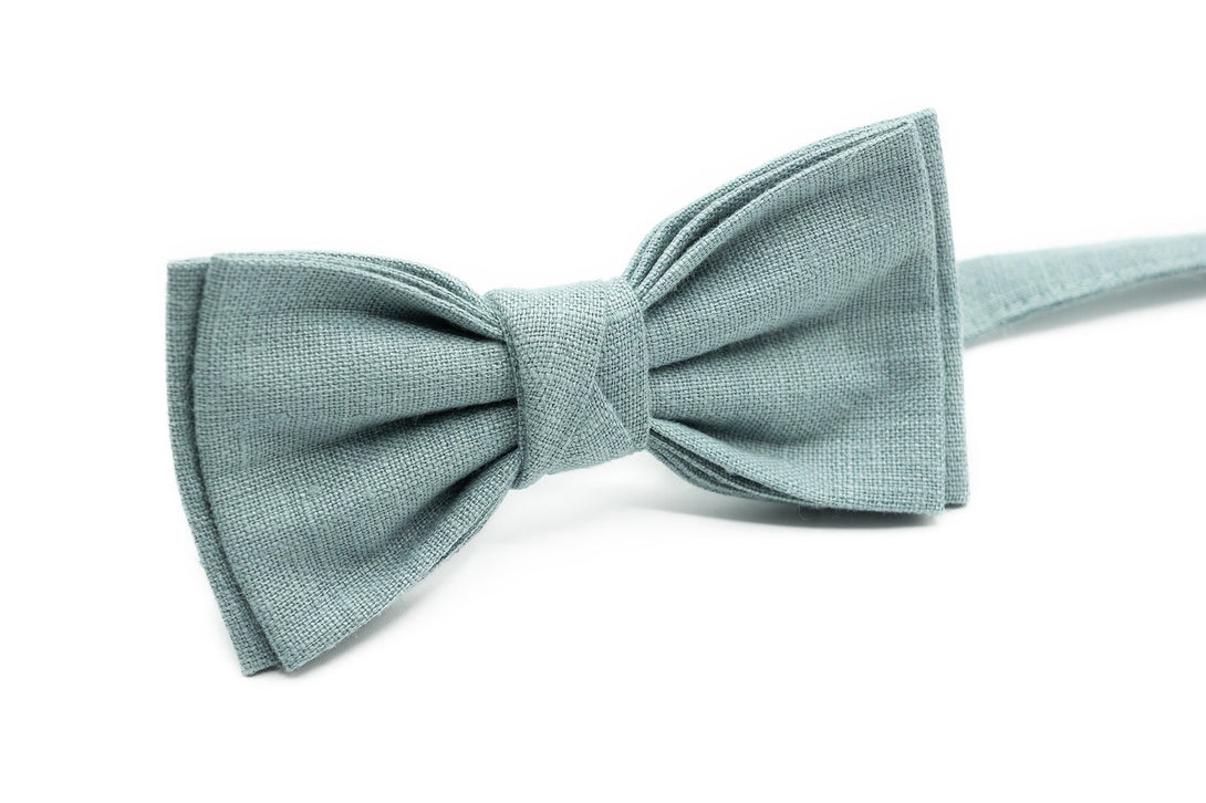 Mint Gray color pre-tied bow ties for men and toddler boys as daddy and son ties / Mint Gray skinny groomsmen necktie for weddings