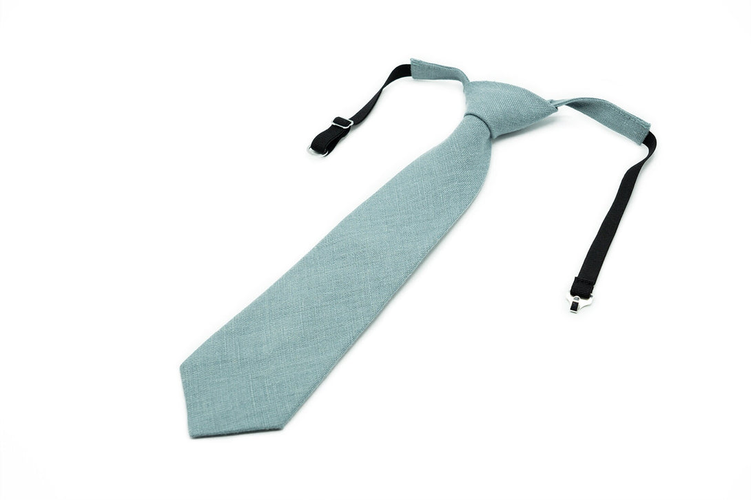 Mint Gray Pre - Tied wedding necktie for groomsmen and groom available with matching pocket square / Pre - Tied Boy's Mint Gray necktie