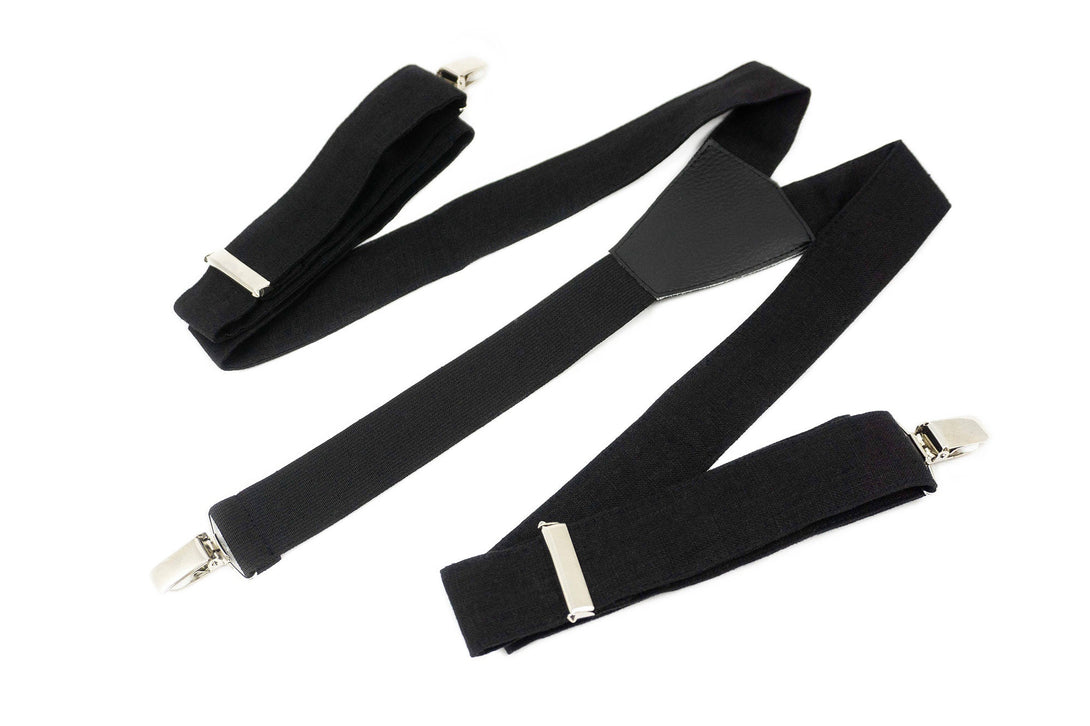 Black pre-tied bow ties for weddings - linen groomsmen bow ties