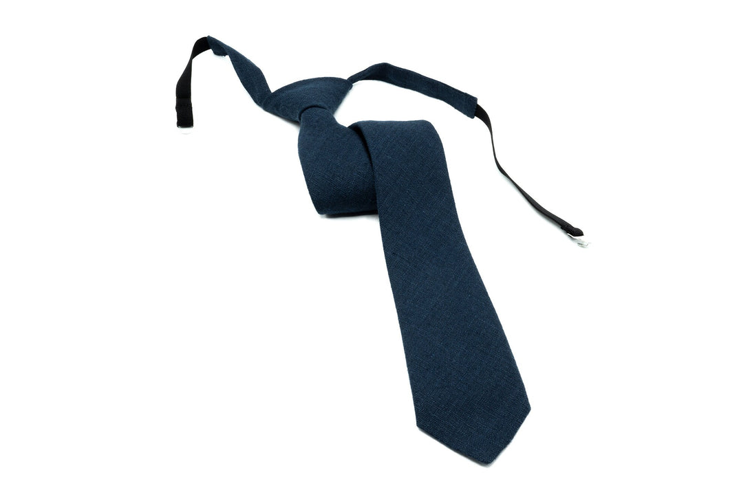 Midnight Blue groomsmen wedding necktie available with matching pocket square / Linen gift for man