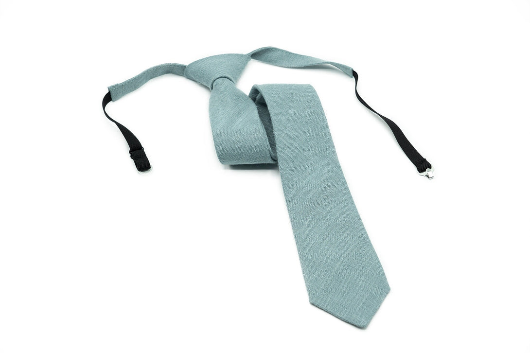 Mint gray color linen groomsmen necktie for weddings