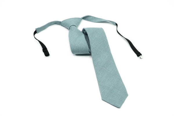 Mint Gray Pre - Tied wedding necktie for groomsmen and groom available with matching pocket square / Pre - Tied Boy's Mint Gray necktie