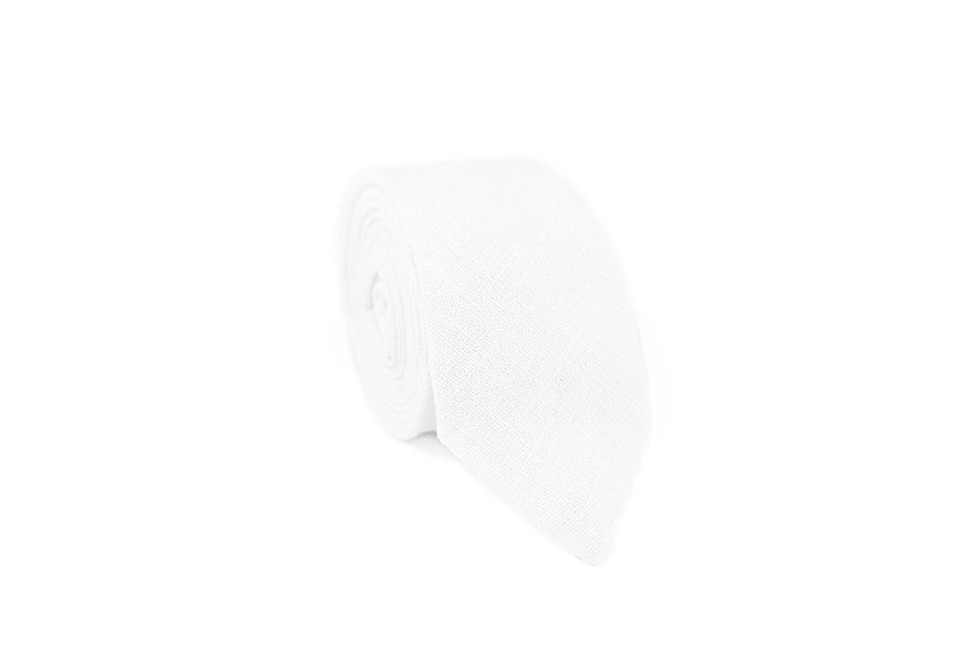 White color linen wedding necktie