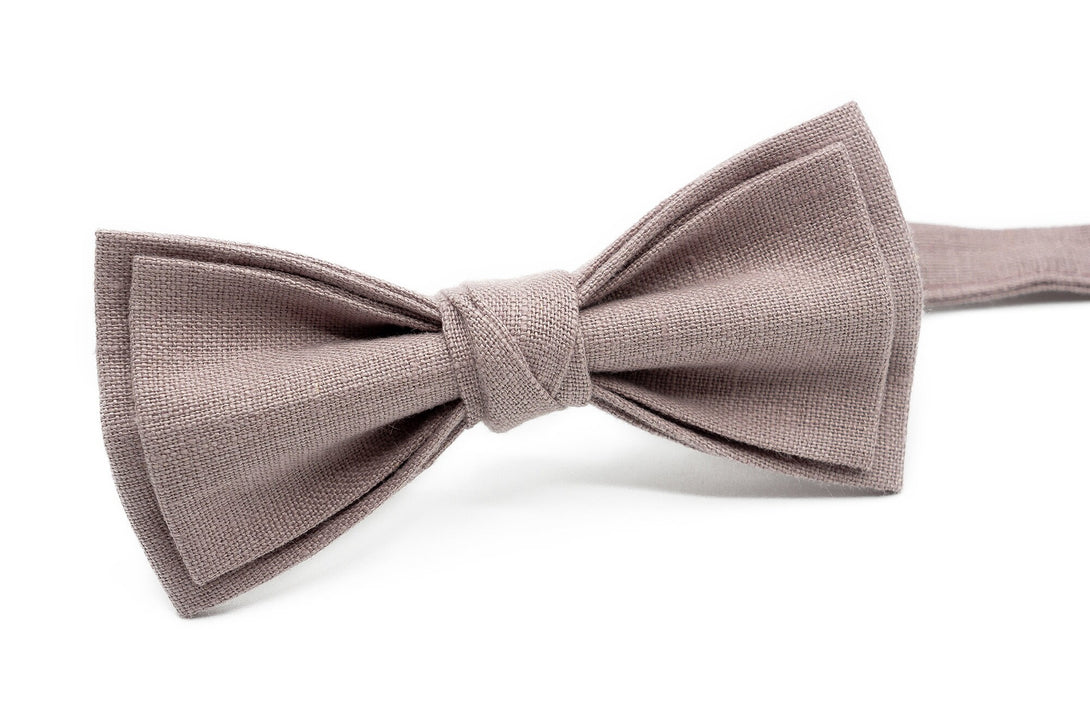 Custom color pretied linen bow ties for wedding available with matching pocket square / Dusty Sage green, Dark Mauve, Rust or Cinnamon ties