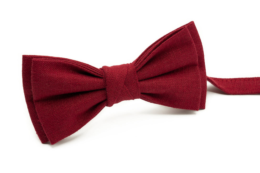 Burgundy Red butterfly bow ties for men and toddler boys available with matching pocket square or suspender / Cherry red wedding necktie