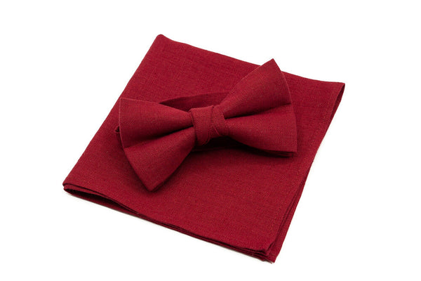 Burgundy Dark Red men's wedding bow ties for groomsmen proposal gift available with matching handkerchief or suspenders / Necktie for men