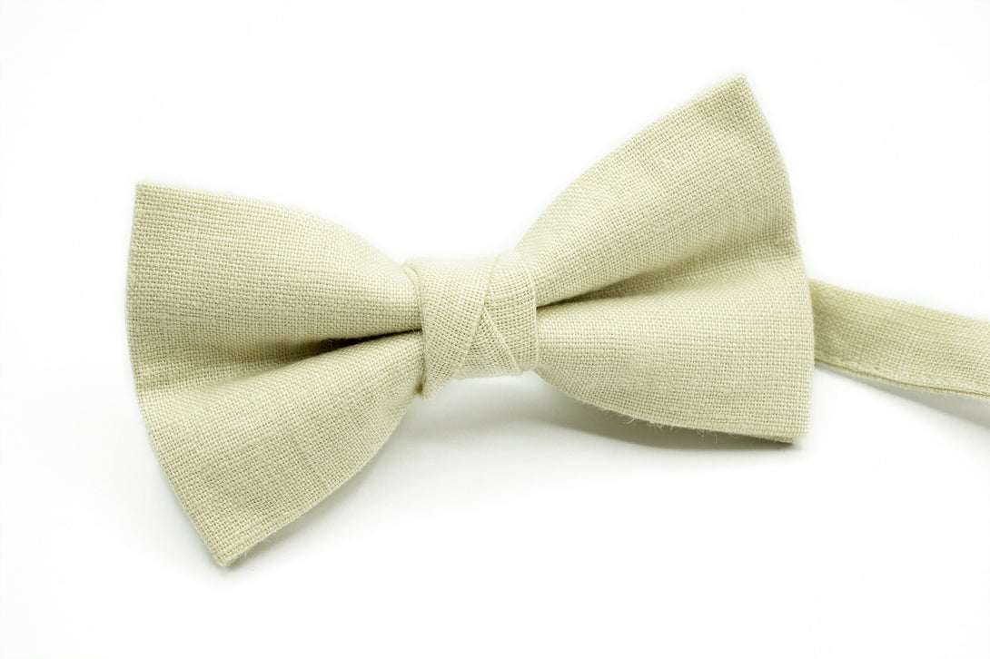 Custom color wedding bow ties for groomsmen and groom / Pre-tied linen Dusty Gray, Sand, Ivory and Beige color bow ties for man and boys