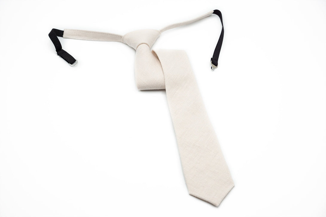 Ivory groomsmen and groom necktie for weddings