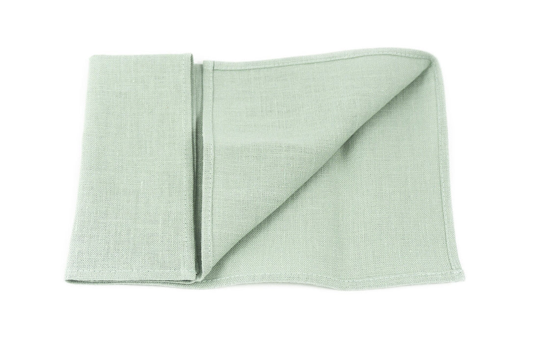 Dusty light sage green groomsmen wedding necktie available with matching pocket square