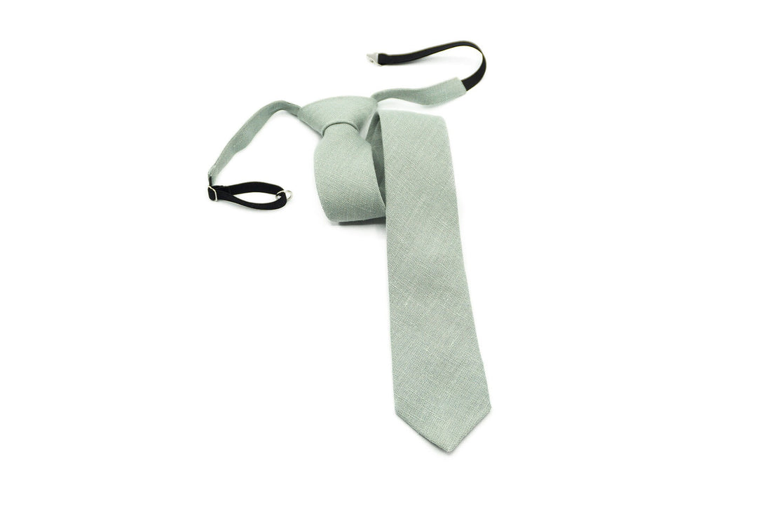 Dusty light sage green groomsmen wedding necktie available with matching pocket square