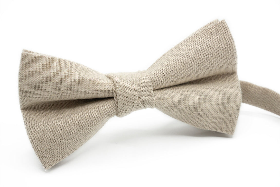 Custom color wedding bow ties for groomsmen and groom / Pre-tied linen Dusty Gray, Sand, Ivory and Beige color bow ties for man and boys