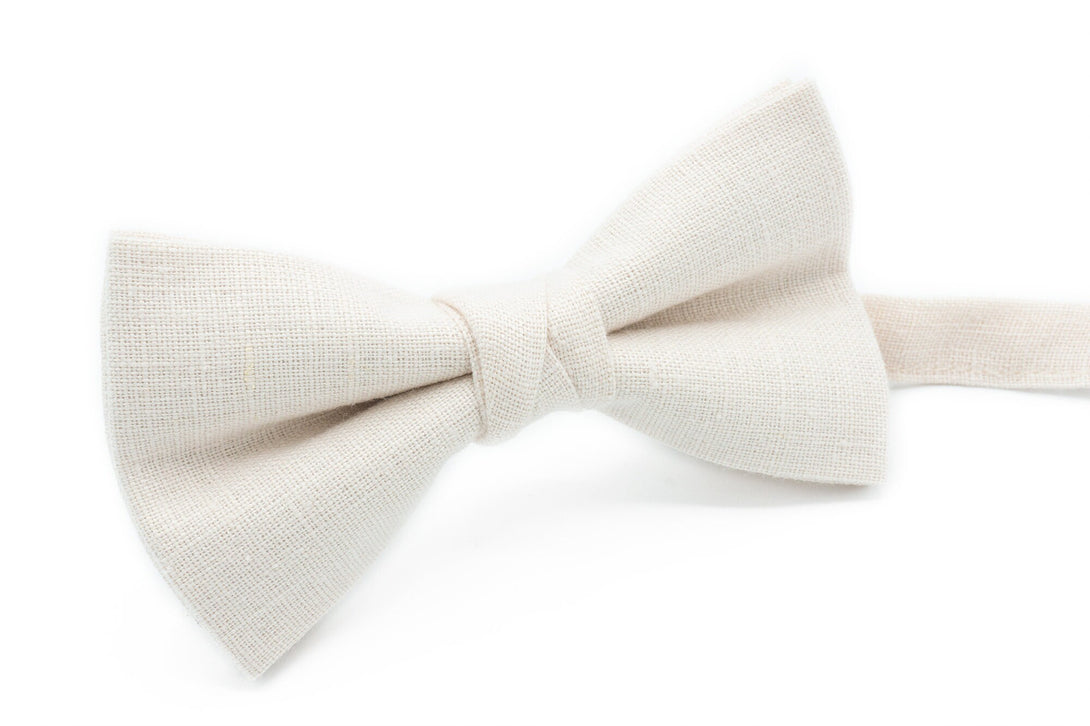 Custom color wedding bow ties for groomsmen and groom / Pre-tied linen Dusty Gray, Sand, Ivory and Beige color bow ties for man and boys