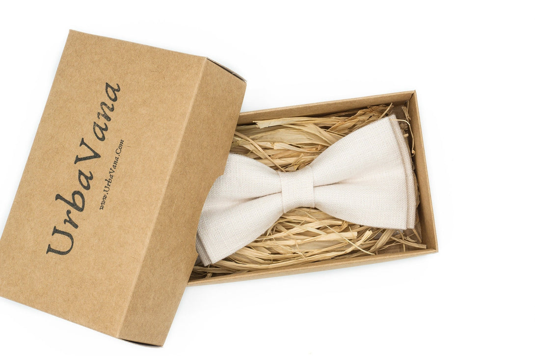 Creamy color classic wedding bow ties for groomsmen