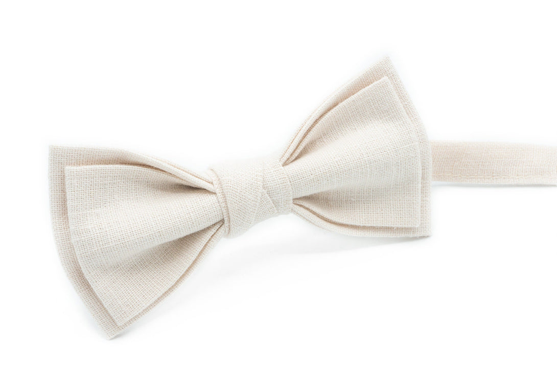 Ivory mens pre tied bow ties for wedding and men's slim ties for groomsmen