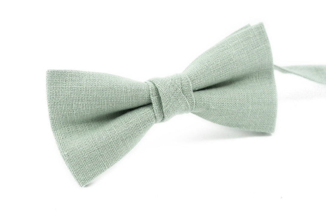 Dusty light sage green wedding bow tie for groomsmen