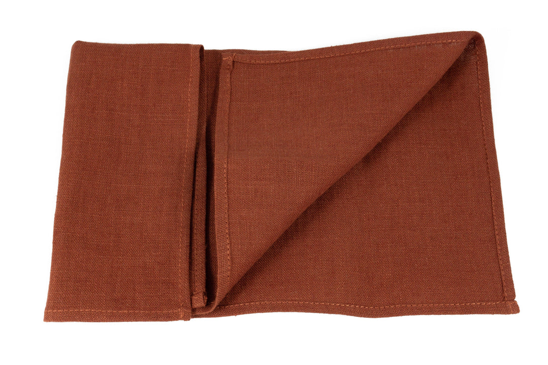 RUST color linen men's necktie available with matching pocket square or suspenders / Terracotta self-tied or pre-tied neckties