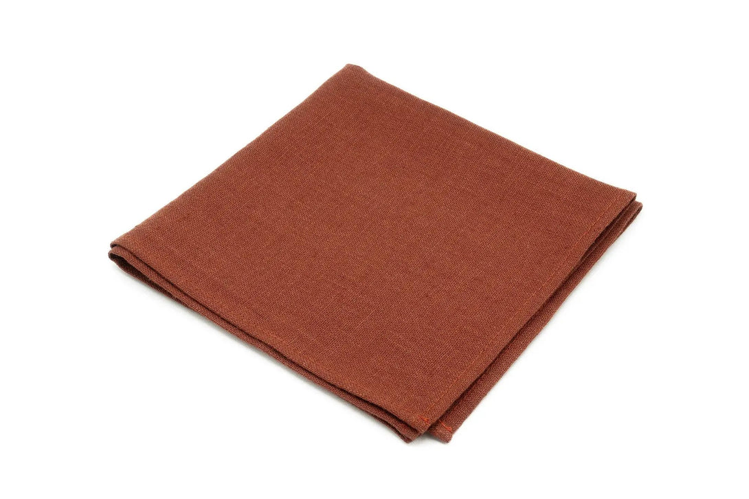 Rust Terracotta color linen pre-tied wedding bow ties for groomsmen available with matching pocket square / Rust color neckties for men