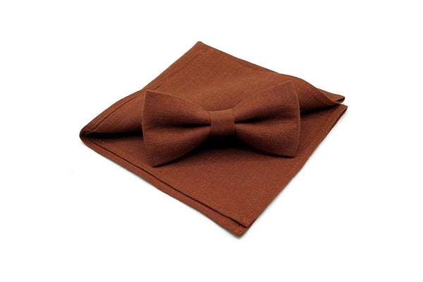 Rust Terracotta color classic best men ties available with matching pocket square / Rust color skinny slim or regular neckties for men