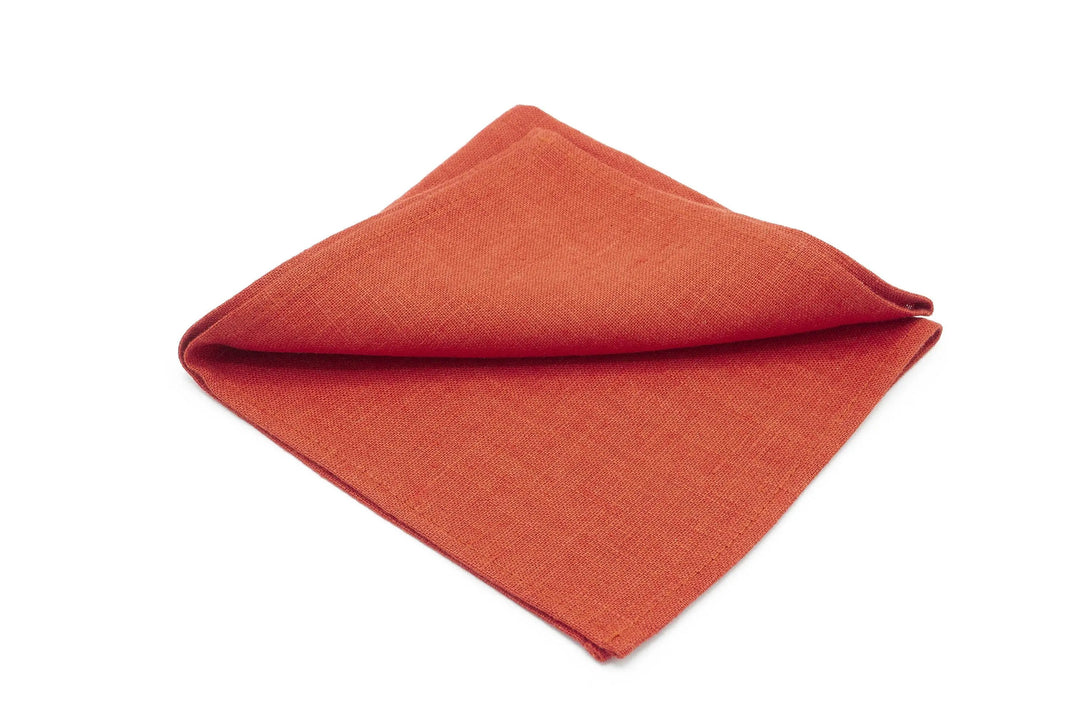 Red Brick color linen butterfly groomsmen bow ties for fall weddings / Red Brick color neckties for men available with matching handkerchief